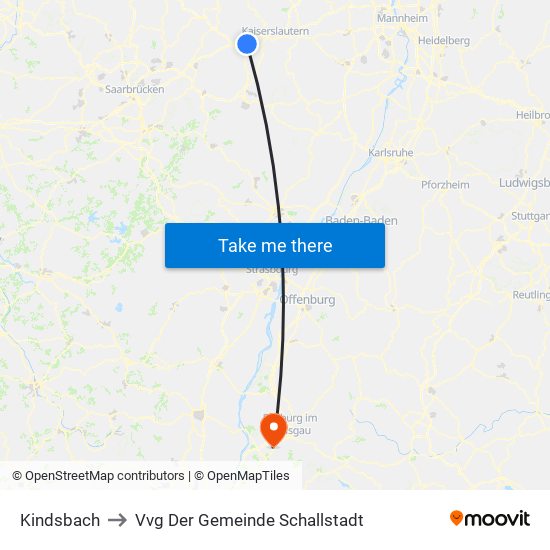 Kindsbach to Vvg Der Gemeinde Schallstadt map