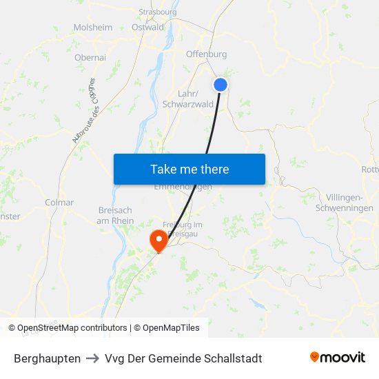 Berghaupten to Vvg Der Gemeinde Schallstadt map