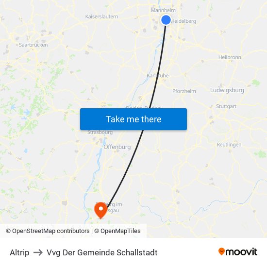 Altrip to Vvg Der Gemeinde Schallstadt map