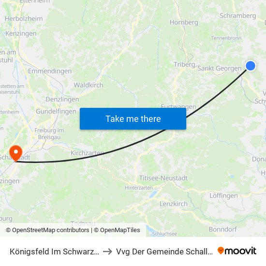 Königsfeld Im Schwarzwald to Vvg Der Gemeinde Schallstadt map