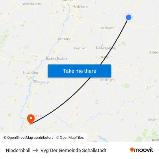 Niedernhall to Vvg Der Gemeinde Schallstadt map