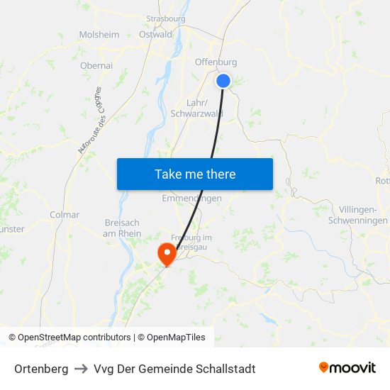 Ortenberg to Vvg Der Gemeinde Schallstadt map