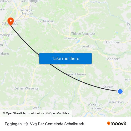 Eggingen to Vvg Der Gemeinde Schallstadt map