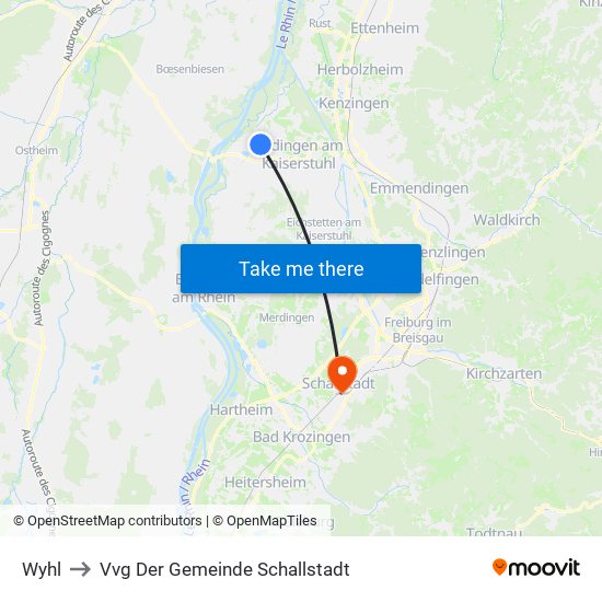 Wyhl to Vvg Der Gemeinde Schallstadt map