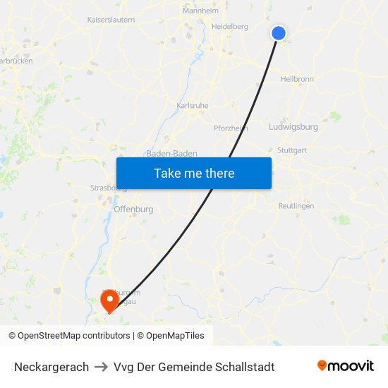 Neckargerach to Vvg Der Gemeinde Schallstadt map