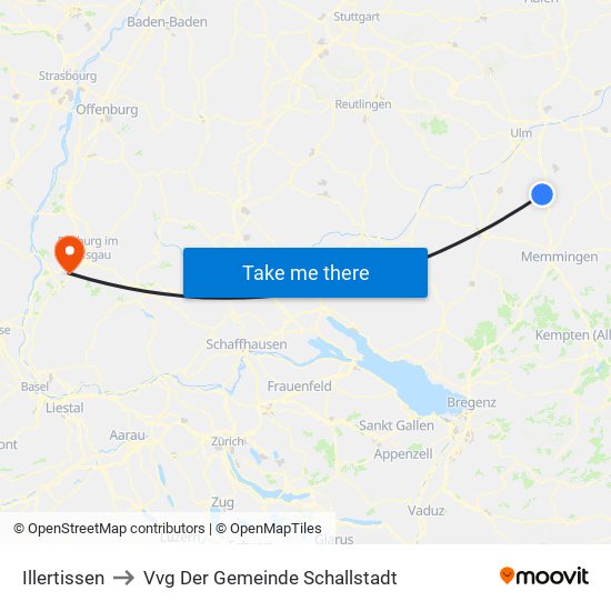 Illertissen to Vvg Der Gemeinde Schallstadt map