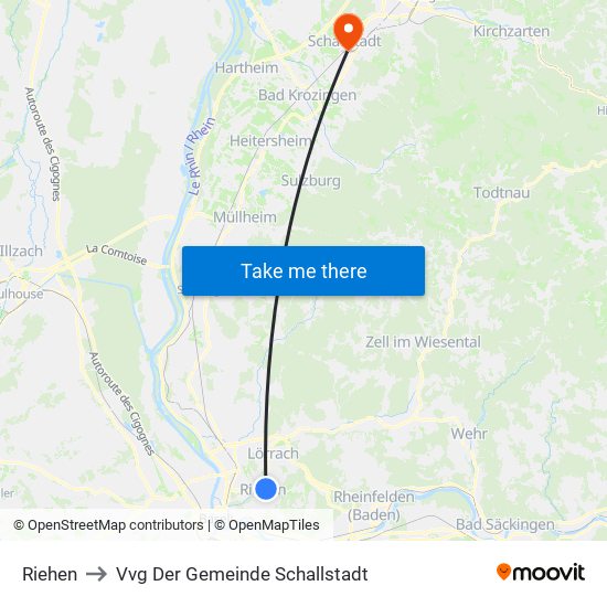 Riehen to Vvg Der Gemeinde Schallstadt map
