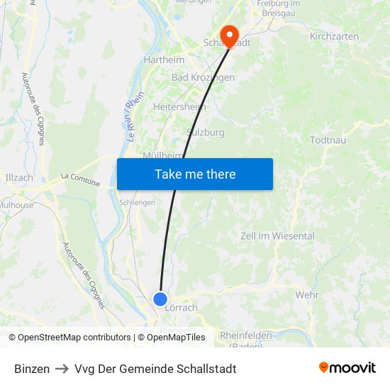 Binzen to Vvg Der Gemeinde Schallstadt map