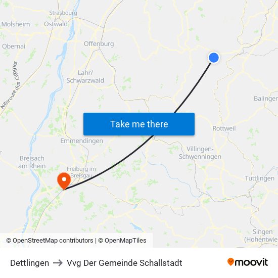 Dettlingen to Vvg Der Gemeinde Schallstadt map