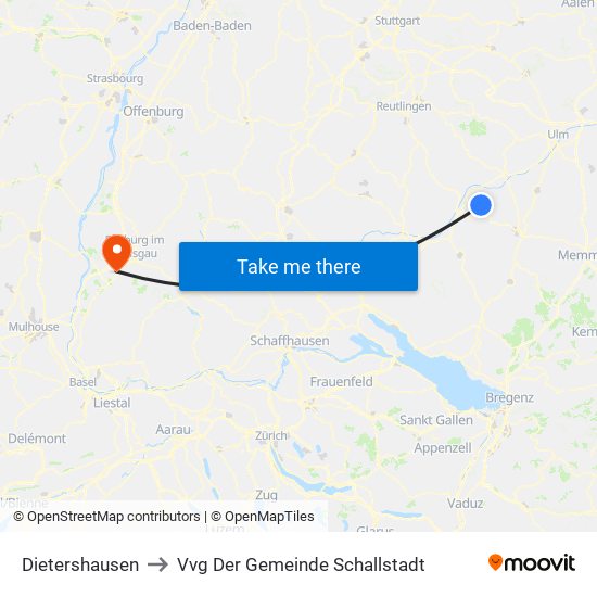 Dietershausen to Vvg Der Gemeinde Schallstadt map