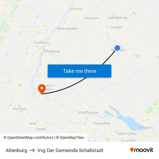 Altenburg to Vvg Der Gemeinde Schallstadt map