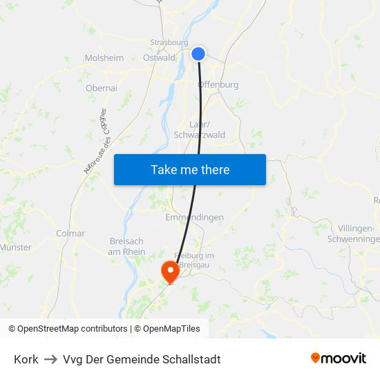 Kork to Vvg Der Gemeinde Schallstadt map