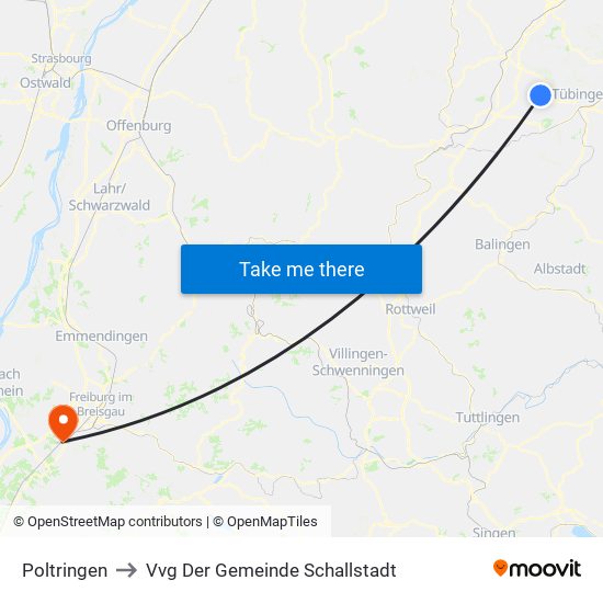 Poltringen to Vvg Der Gemeinde Schallstadt map