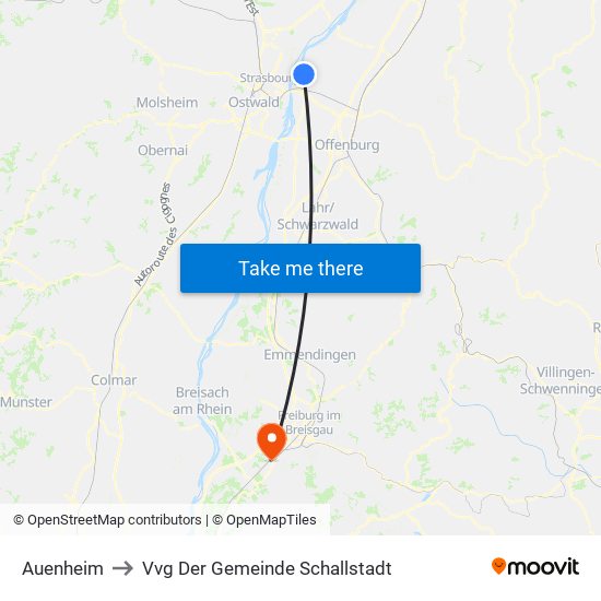 Auenheim to Vvg Der Gemeinde Schallstadt map