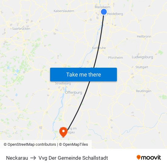 Neckarau to Vvg Der Gemeinde Schallstadt map