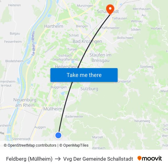 Feldberg (Müllheim) to Vvg Der Gemeinde Schallstadt map