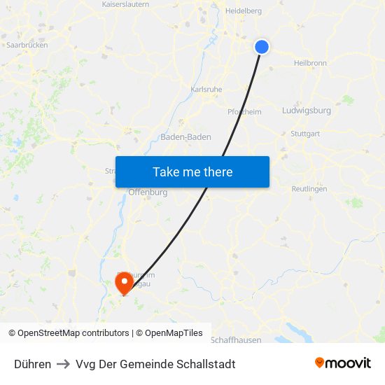 Dühren to Vvg Der Gemeinde Schallstadt map