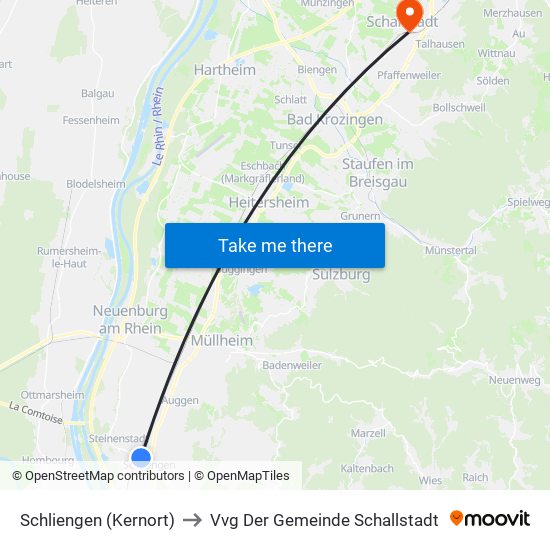 Schliengen (Kernort) to Vvg Der Gemeinde Schallstadt map