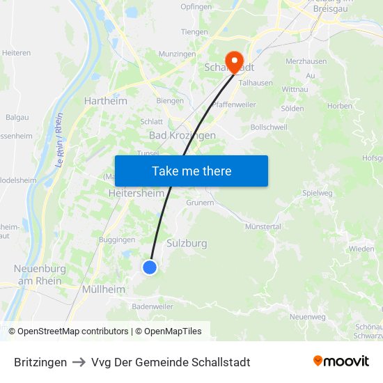 Britzingen to Vvg Der Gemeinde Schallstadt map