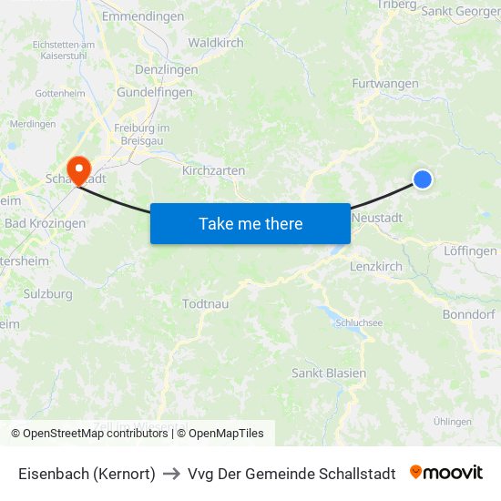 Eisenbach (Kernort) to Vvg Der Gemeinde Schallstadt map