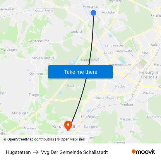 Hugstetten to Vvg Der Gemeinde Schallstadt map