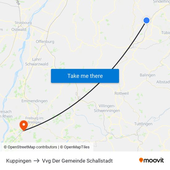 Kuppingen to Vvg Der Gemeinde Schallstadt map