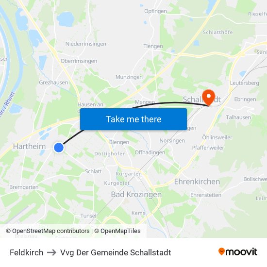 Feldkirch to Vvg Der Gemeinde Schallstadt map