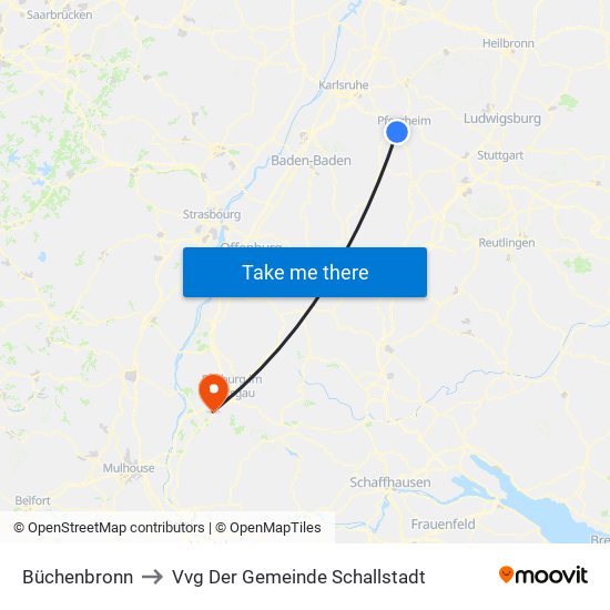 Büchenbronn to Vvg Der Gemeinde Schallstadt map