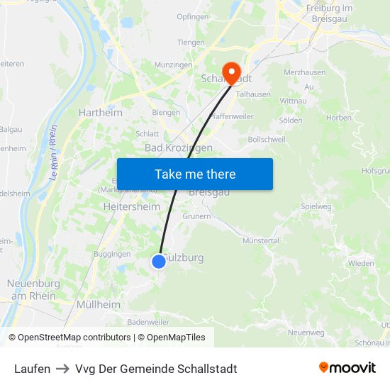 Laufen to Vvg Der Gemeinde Schallstadt map