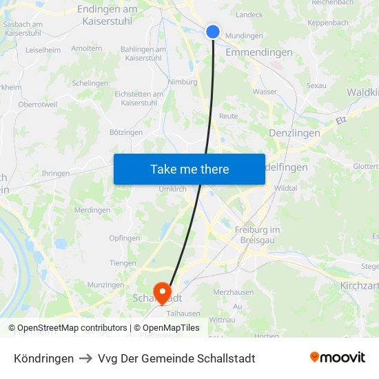 Köndringen to Vvg Der Gemeinde Schallstadt map