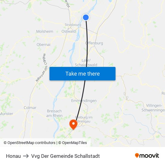Honau to Vvg Der Gemeinde Schallstadt map