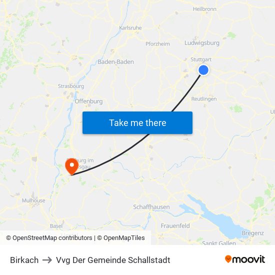 Birkach to Vvg Der Gemeinde Schallstadt map