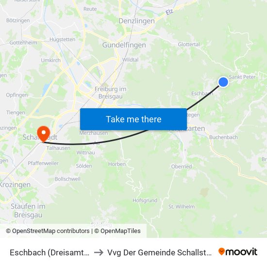 Eschbach (Dreisamtal) to Vvg Der Gemeinde Schallstadt map