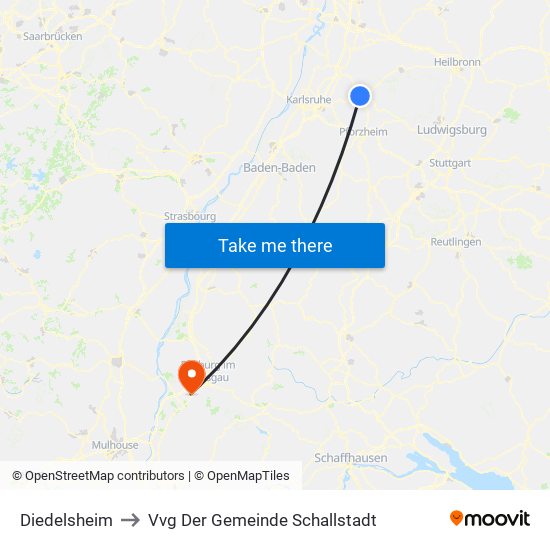 Diedelsheim to Vvg Der Gemeinde Schallstadt map