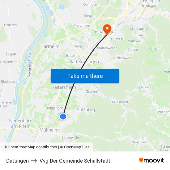 Dattingen to Vvg Der Gemeinde Schallstadt map