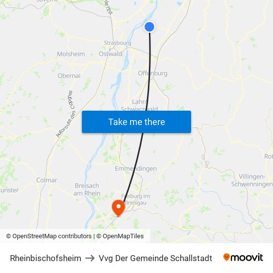 Rheinbischofsheim to Vvg Der Gemeinde Schallstadt map