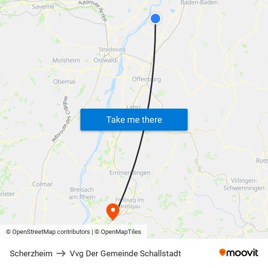 Scherzheim to Vvg Der Gemeinde Schallstadt map