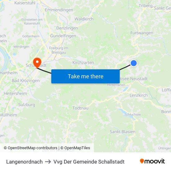 Langenordnach to Vvg Der Gemeinde Schallstadt map