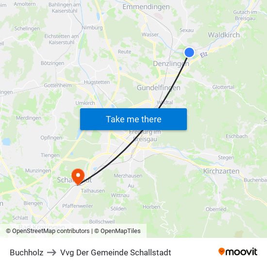 Buchholz to Vvg Der Gemeinde Schallstadt map