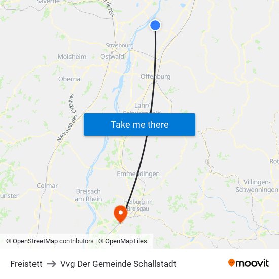 Freistett to Vvg Der Gemeinde Schallstadt map