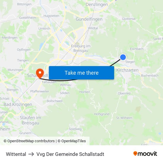 Wittental to Vvg Der Gemeinde Schallstadt map