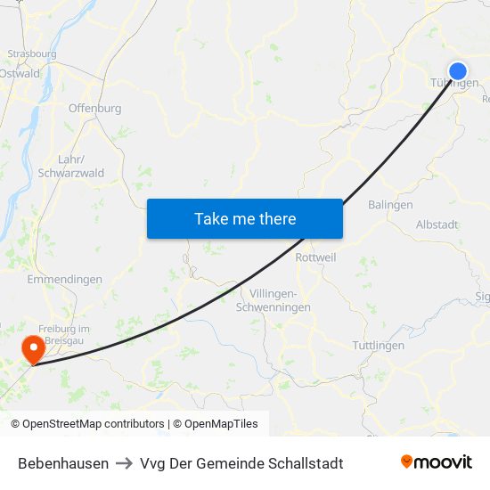 Bebenhausen to Vvg Der Gemeinde Schallstadt map