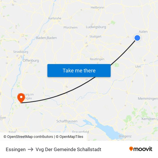 Essingen to Vvg Der Gemeinde Schallstadt map