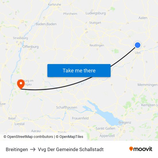 Breitingen to Vvg Der Gemeinde Schallstadt map