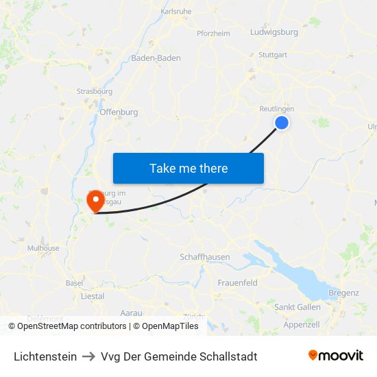 Lichtenstein to Vvg Der Gemeinde Schallstadt map