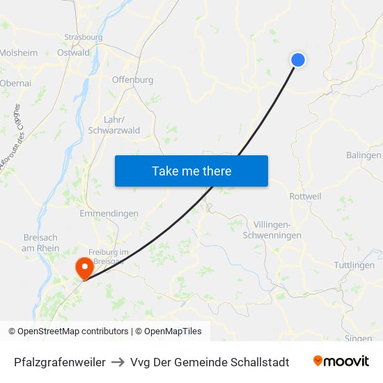 Pfalzgrafenweiler to Vvg Der Gemeinde Schallstadt map