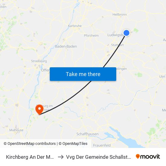 Kirchberg An Der Murr to Vvg Der Gemeinde Schallstadt map