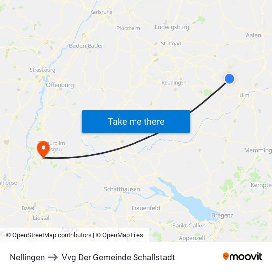 Nellingen to Vvg Der Gemeinde Schallstadt map