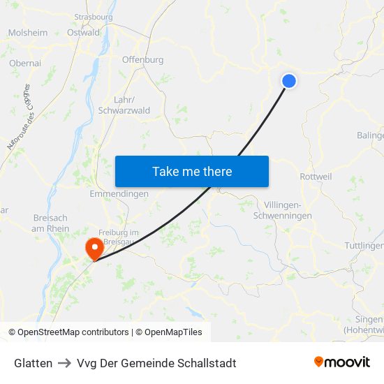Glatten to Vvg Der Gemeinde Schallstadt map