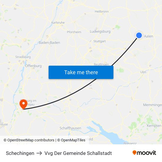 Schechingen to Vvg Der Gemeinde Schallstadt map